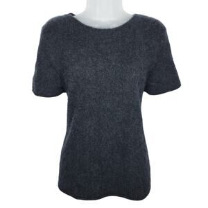 Theory Tolleree Cashmere Sweater Short Sleeve T-shirt XL Dark Charcoal Career